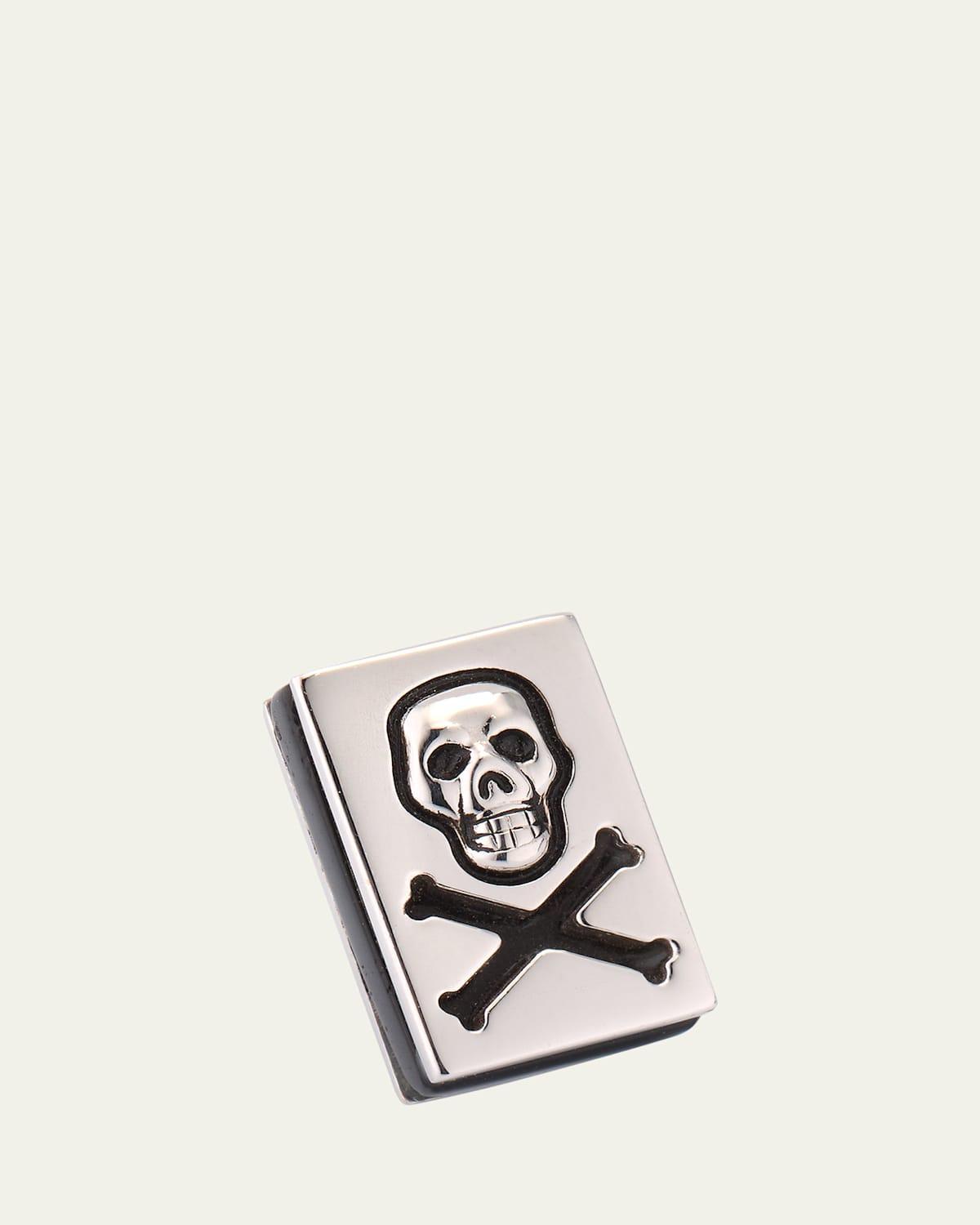 Mens Sterling Silver Skull and Crossbones Lapel Pin Product Image