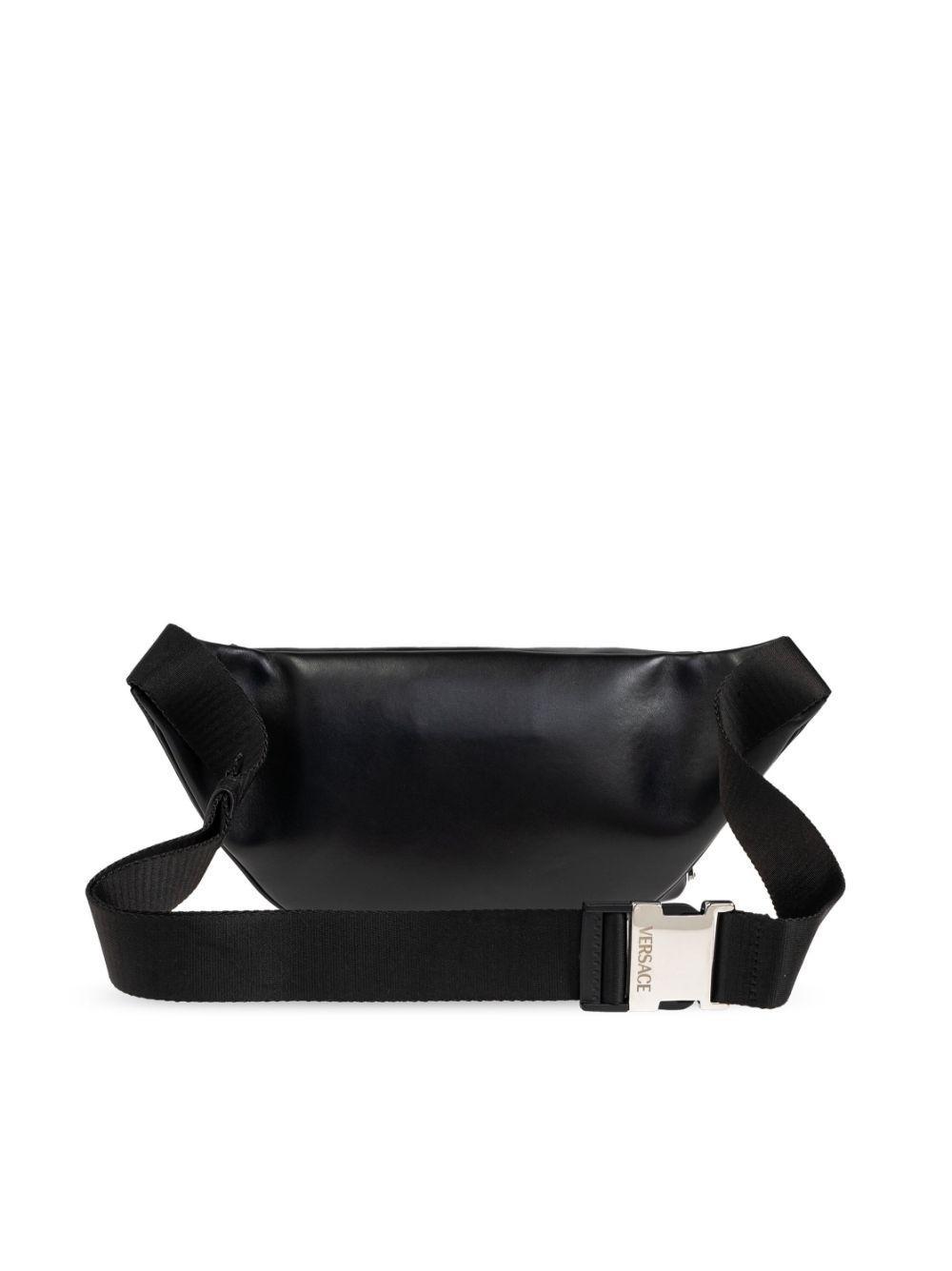 VERSACE Logo-lettering Leather Belt Bag In Black Product Image