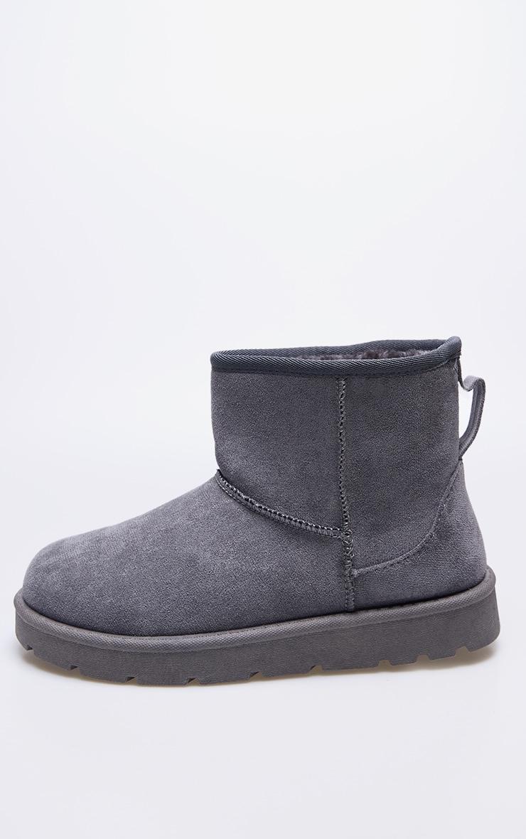 Grey Faux Suede Cleated Ankle Boots Product Image