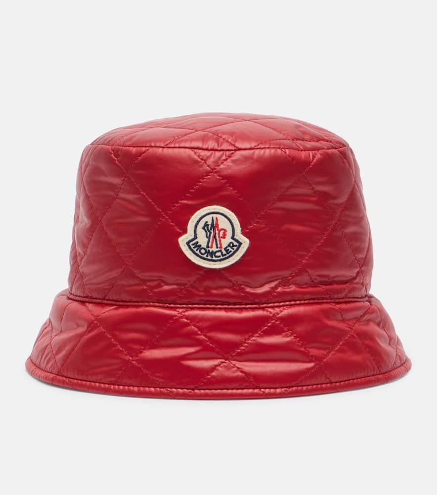 MONCLER Diamond Quilted Nylon Bucket Hat In Red Product Image