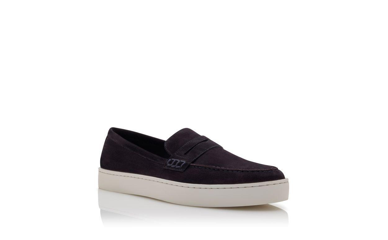 ELLIS Navy Blue Suede Slip-On Loafers Product Image