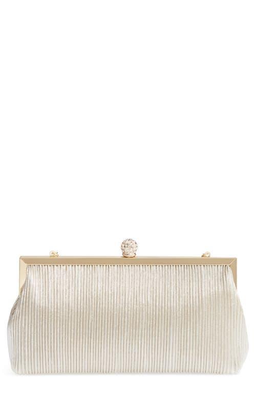 Womens Pleated Metallic Frame Clutch - Steel Product Image