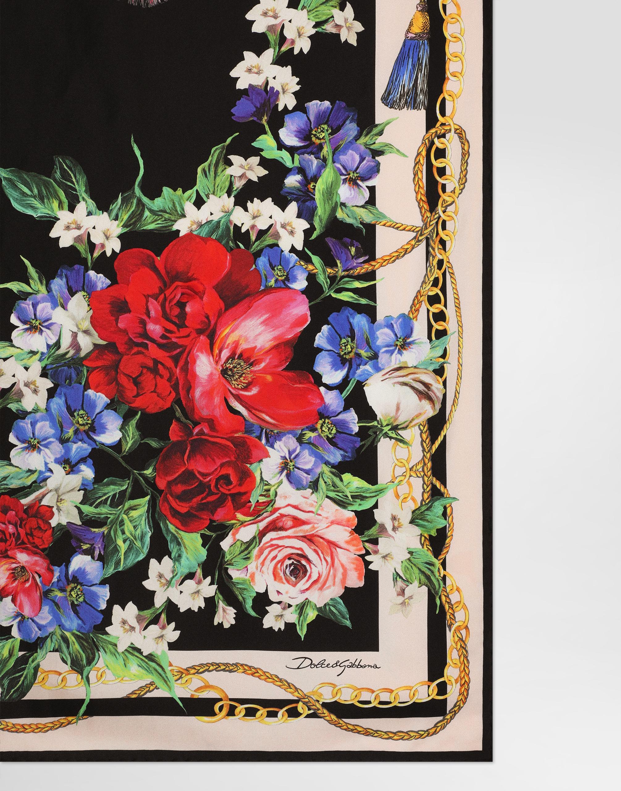 DOLCE & GABBANA Floral-print Silk Twill Foulard (70x70) In Multicolor Product Image