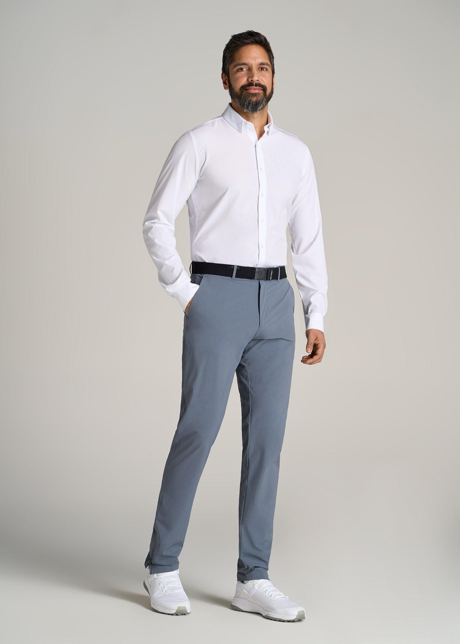 Traveler Stretch Dress Shirt for Tall Men in White Product Image