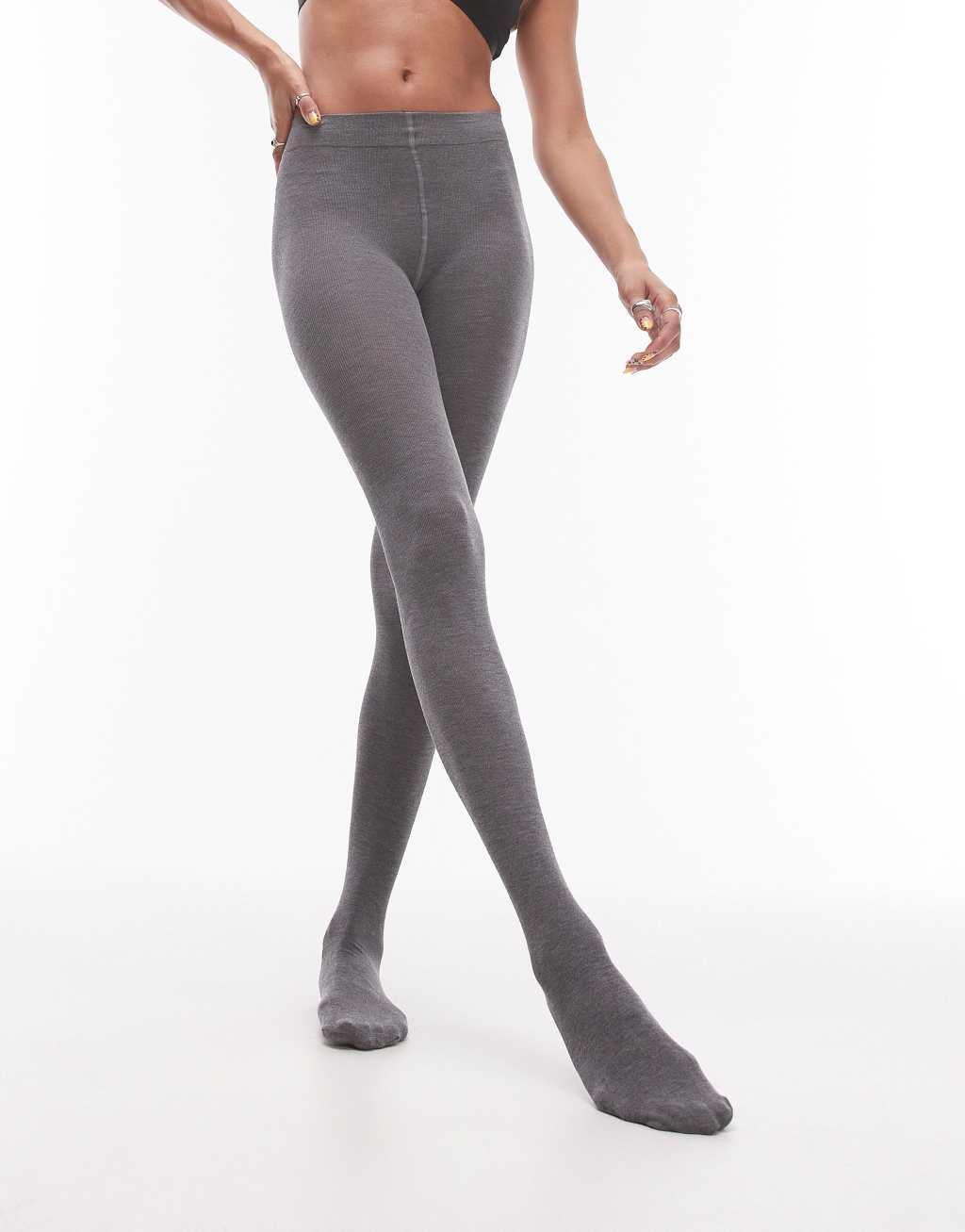 Topshop cotton tights in gray Product Image