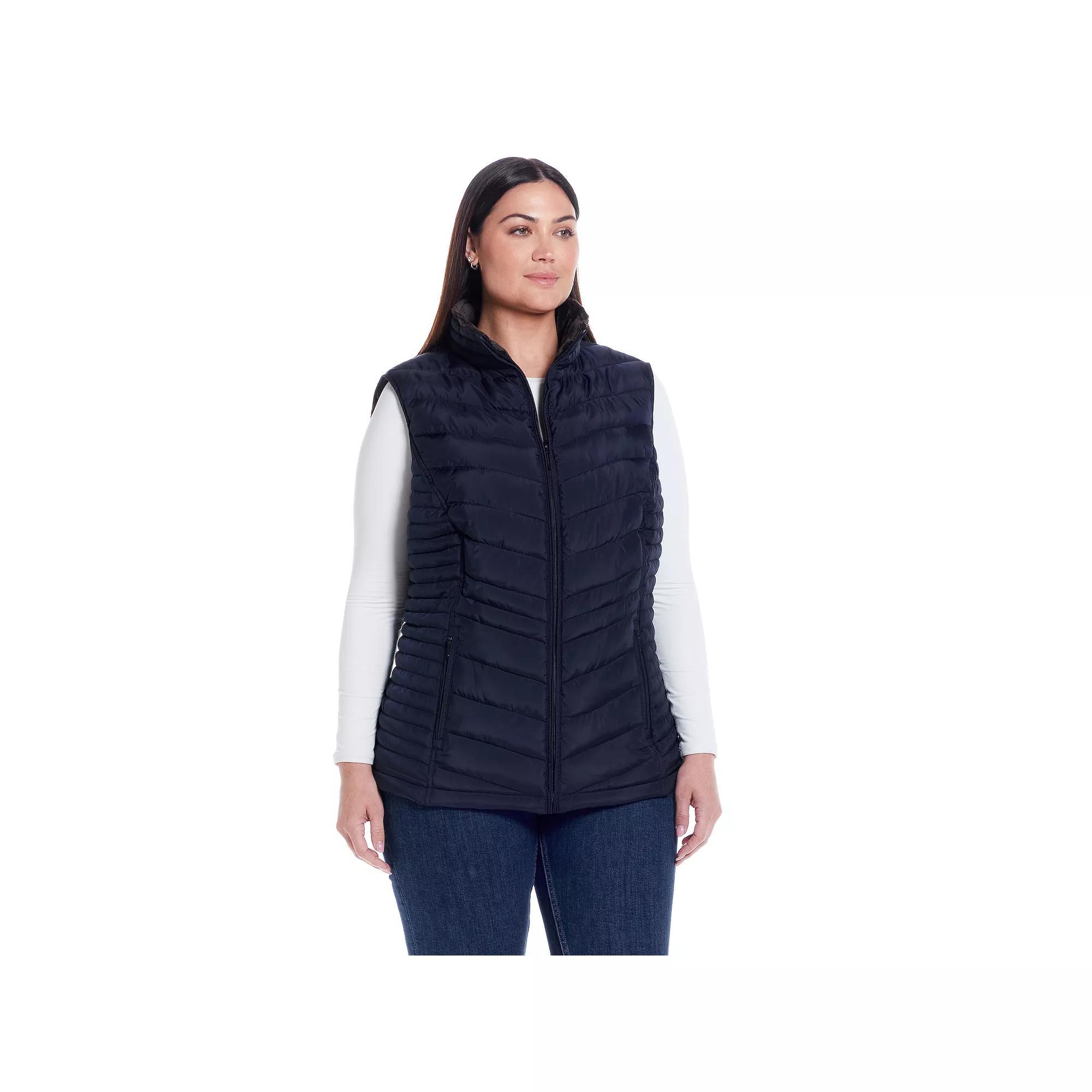 Plus Size Weathercast Plush Lined Vest, Women's, Size: 1XL, Blue Product Image