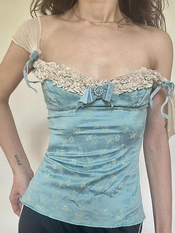 Lace Bow Print Cami Top Product Image