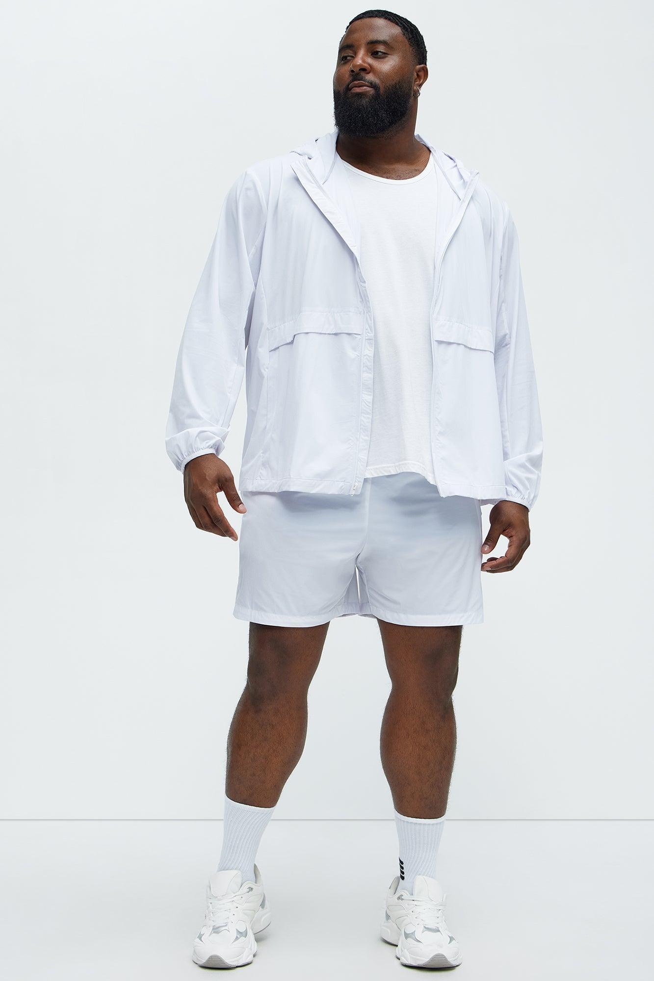 Lightweight Stretch Hooded Running Windbreaker Jacket - White Product Image