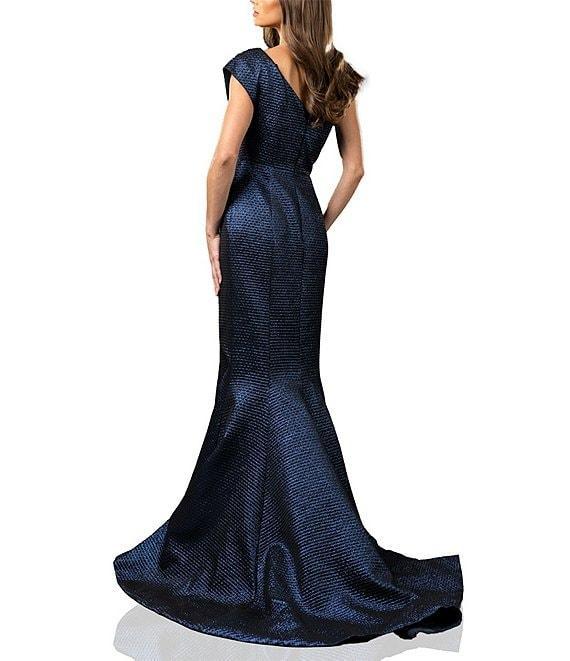 Terani Couture One Shoulder 3D Ruffle Front Front Jacquard Mermaid Gown Product Image