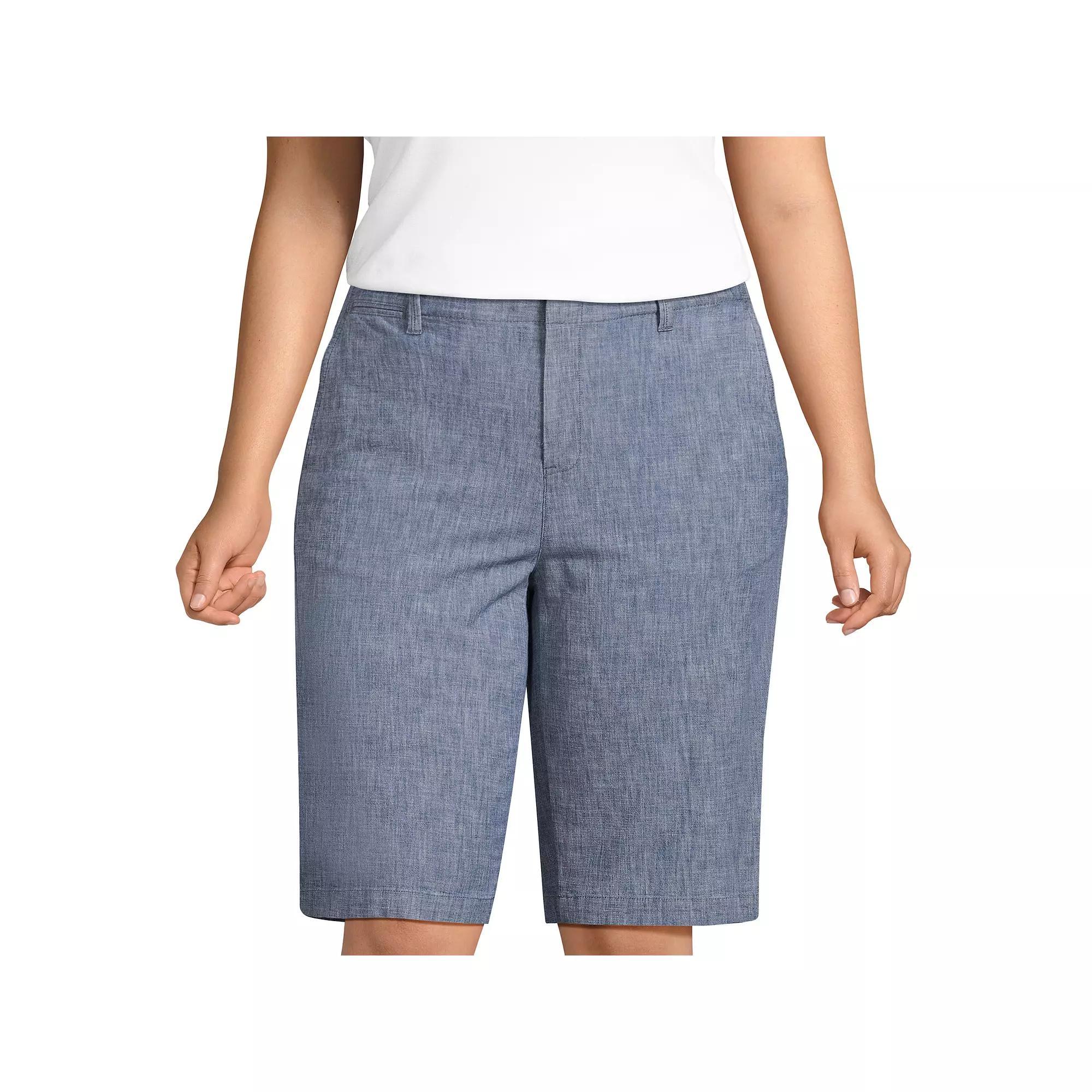 Plus Size Lands' End Elastic Back Classic 12" Chambray Shorts, Women's, Size: 22 W, Evening  Chambray Product Image