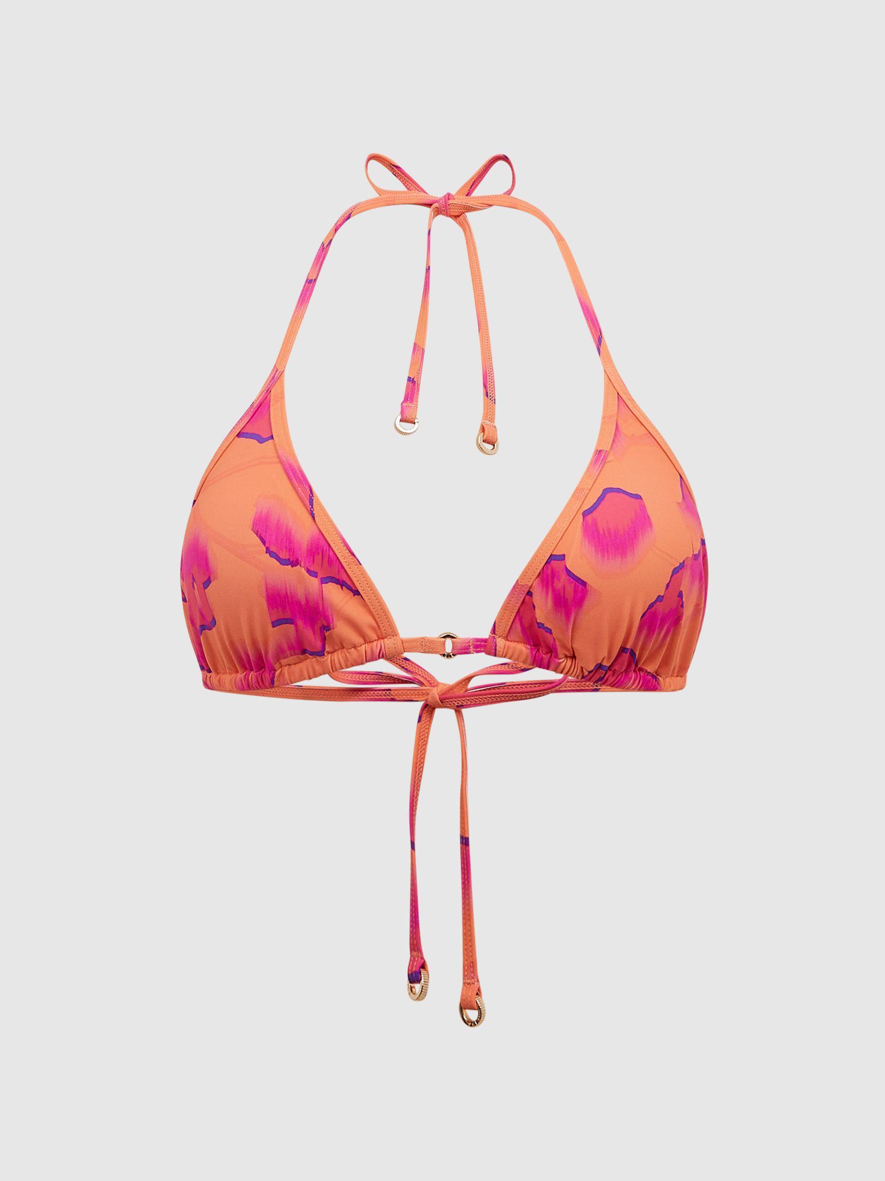 Printed Triangle Bikini Top in Orange Product Image