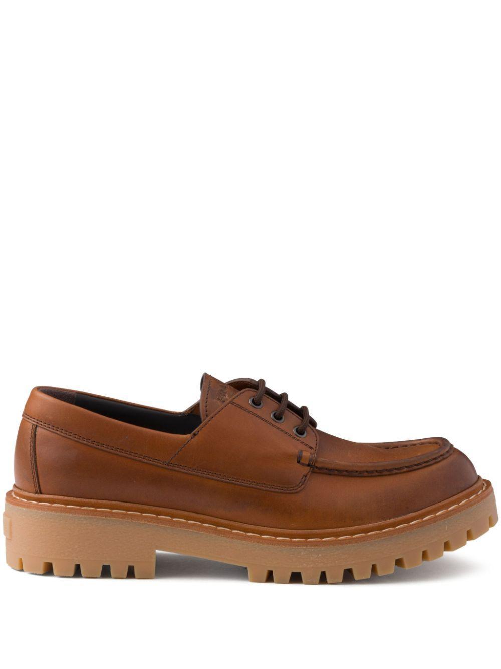 PRADA 60mm Leather Loafers In Brown Product Image