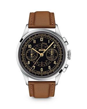 Tissot Mens Telemeter 1938 Automatic Brown Leather Strap Watch Product Image