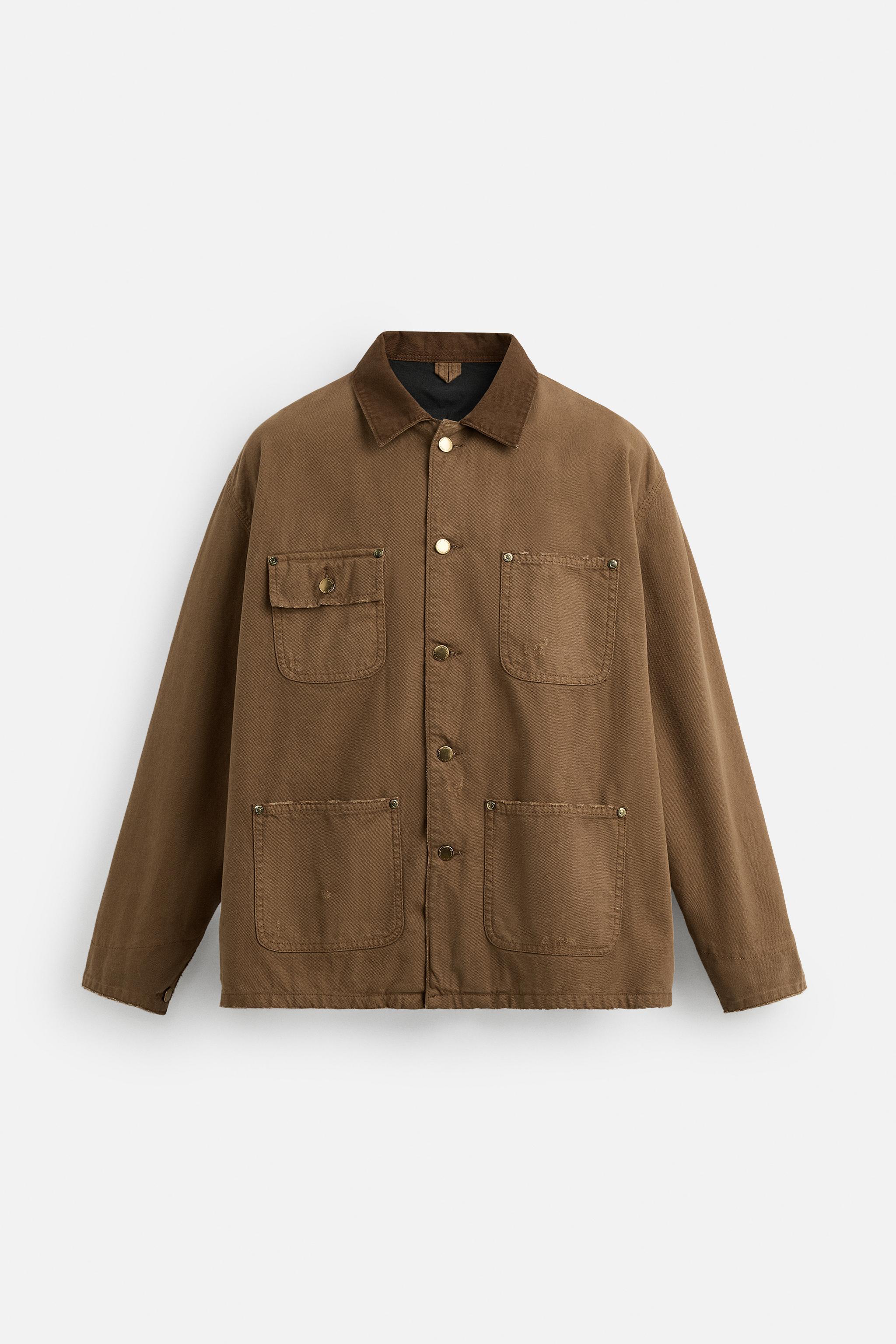 WASHED JACKET WITH CONTRASTING COLLAR Product Image