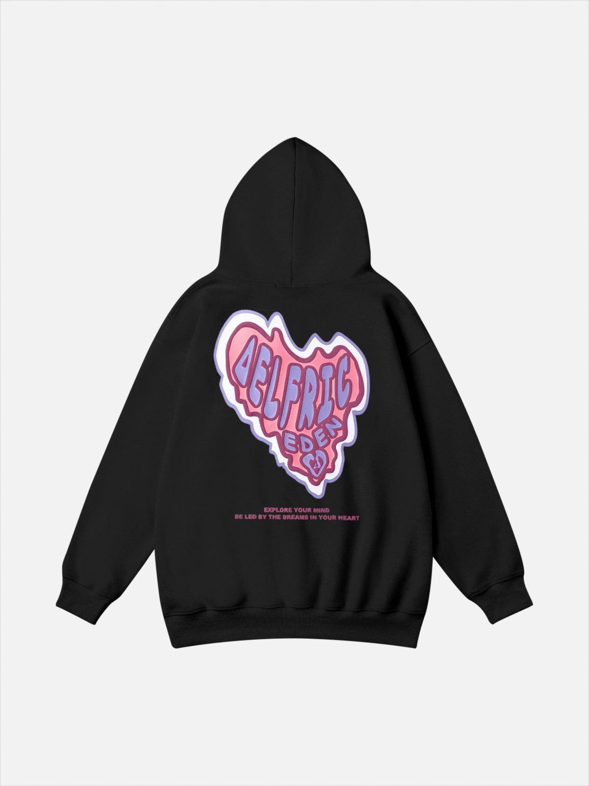 Aelfric Eden Pink Heart Print Hoodie Product Image