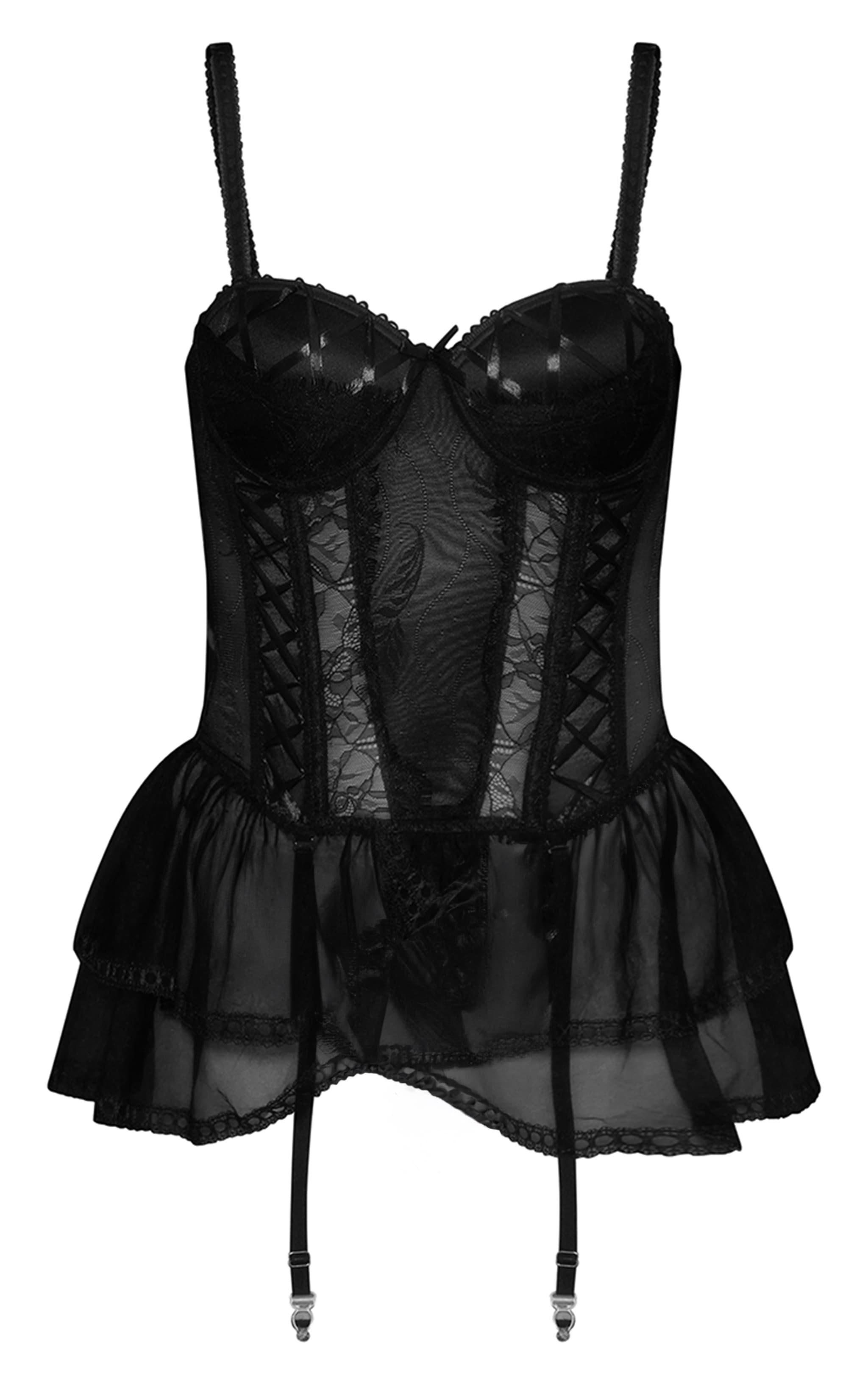 Black Lingerie Mesh Babydoll Product Image