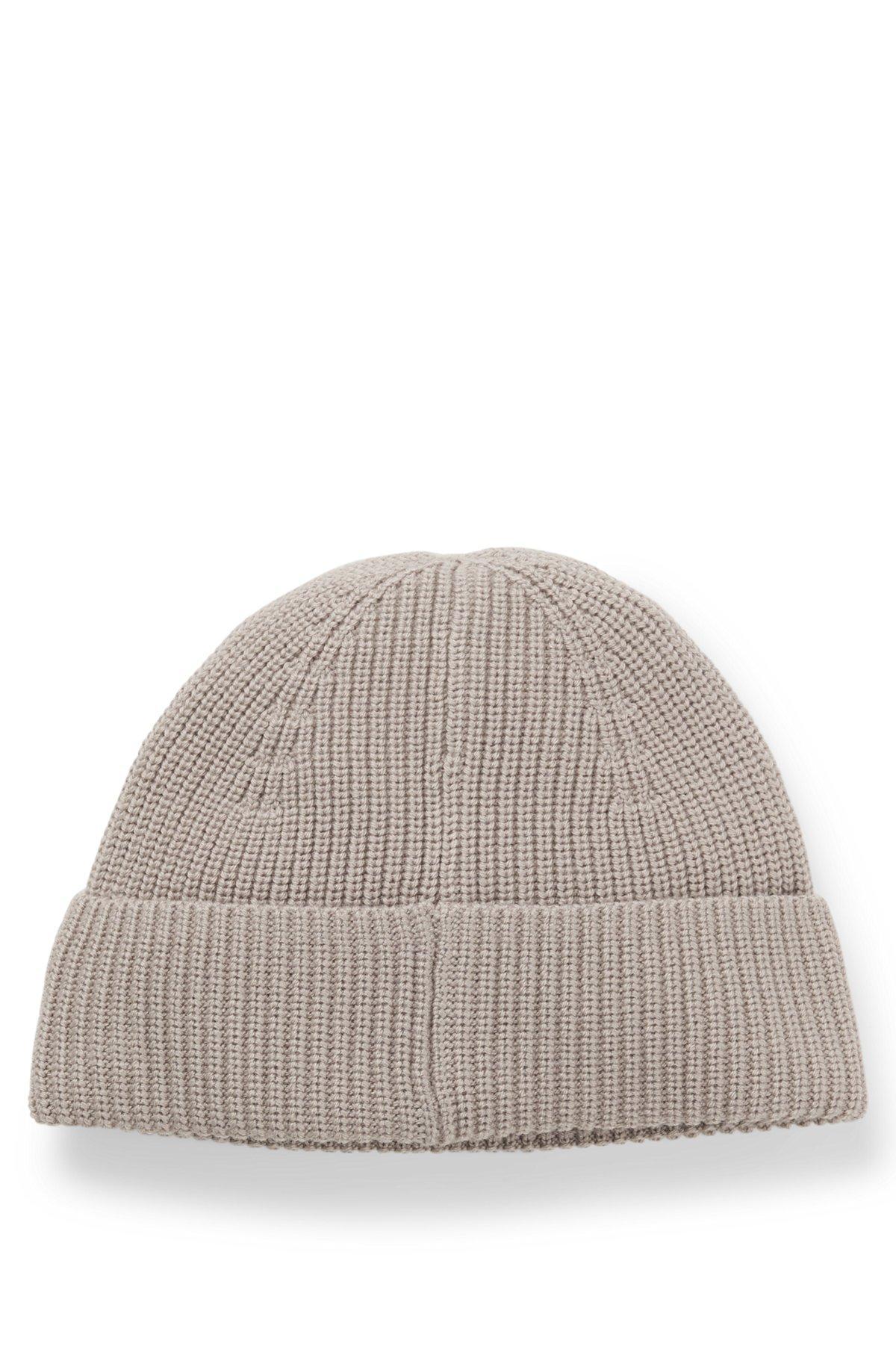 Wool-blend beanie hat with logo label Product Image