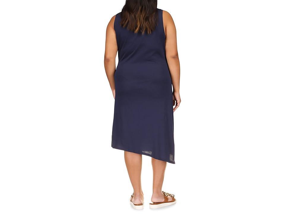 MICHAEL Michael Kors Plus Size Solid Crew Neck Drape Dress (Midnight ) Women's Dress Product Image