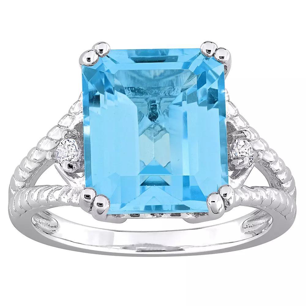 Stella Grace Sterling Silver Sky Blue Topaz & White Topaz Cocktail Ring, Women's, Size: 4.50 Product Image