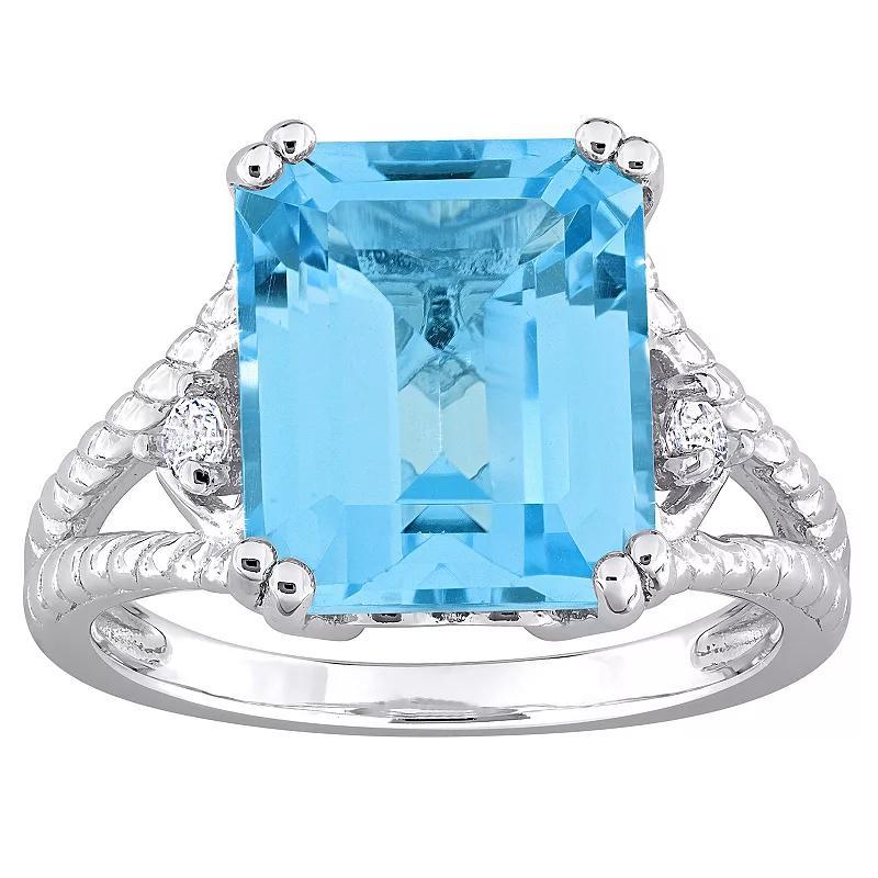 Stella Grace Sterling Silver Sky Blue Topaz & White Topaz Cocktail Ring, Women's, Size: 4.50 Product Image