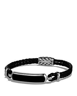 Mens Exotic Stone Bar Station Leather Bracelet with Silver, 3mm Product Image