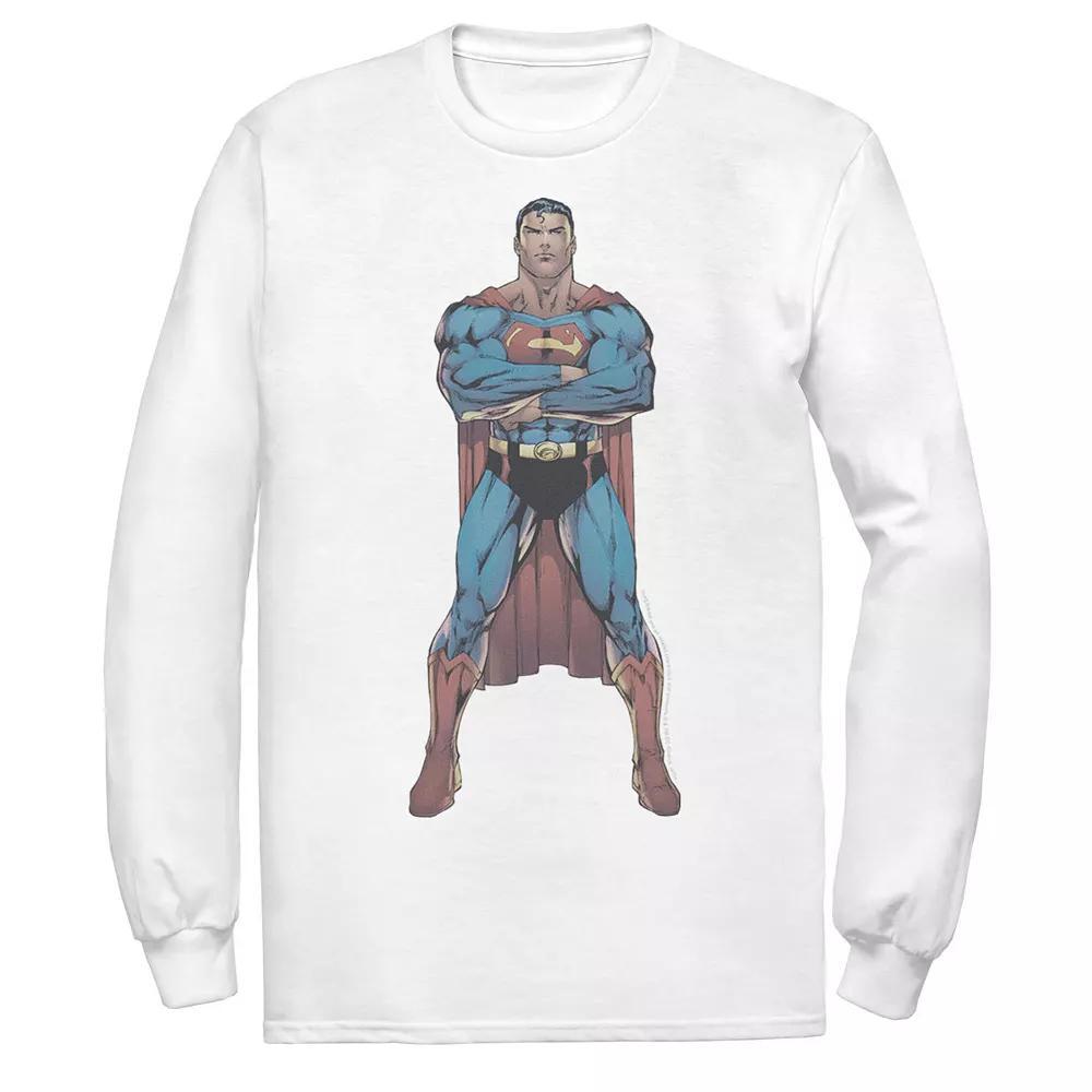 Men's DC Comics Superman Power Stance Comic Poster Sweatshirt, Size: Medium, White Product Image