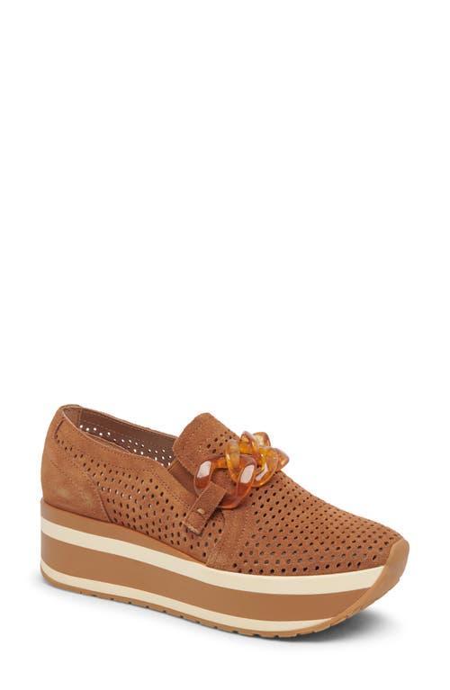 Dolce Vita Jhenee Perforated Suede Chain Detail Platform Loafers Product Image