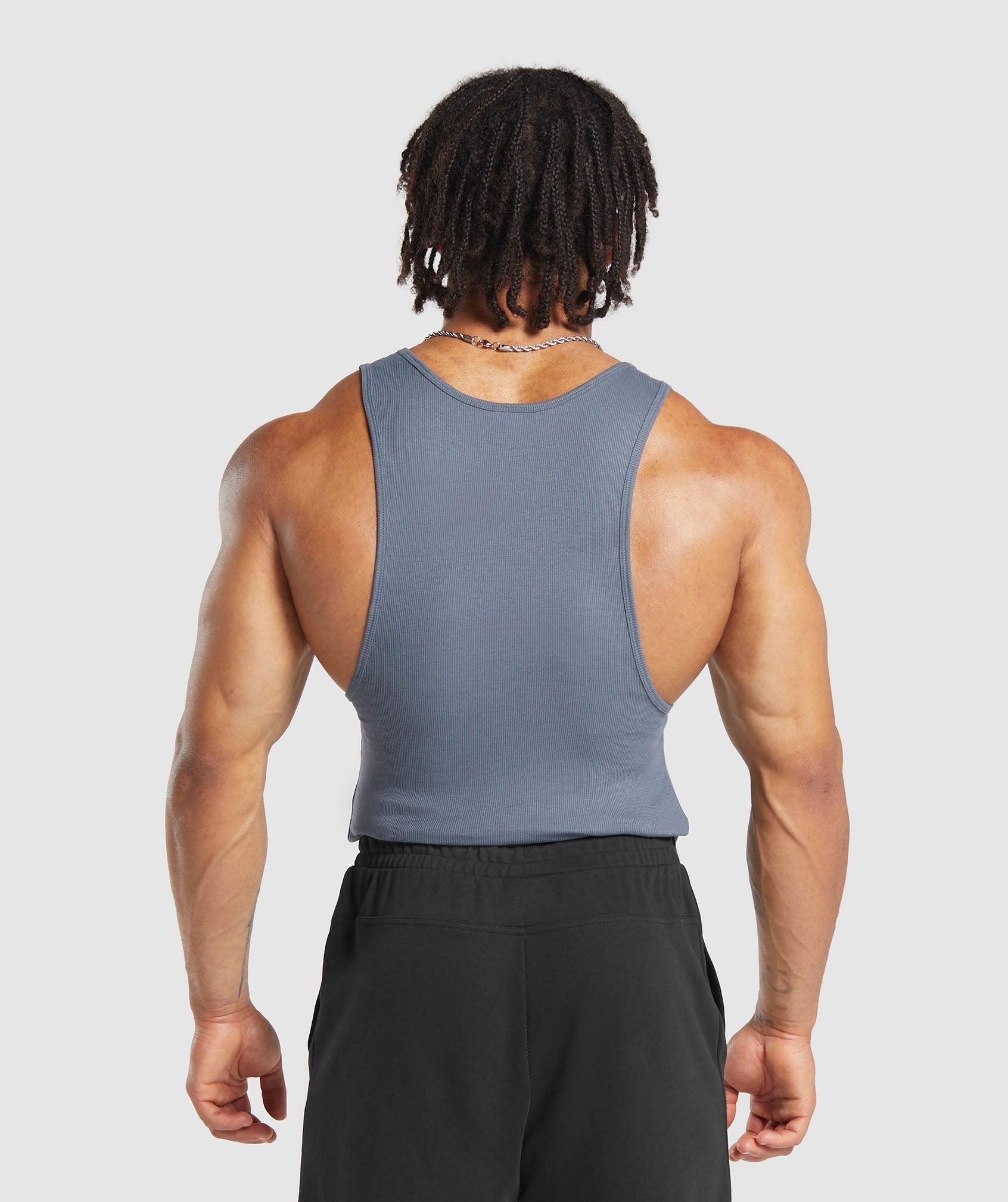 Gymshark Ribbed Tank 1PK - Iron Blue Male Product Image