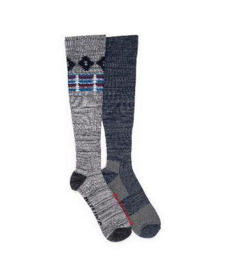 Mens MUK LUKS 2-Pack Tall Compression Socks, Medium Gray Blue Silver Product Image