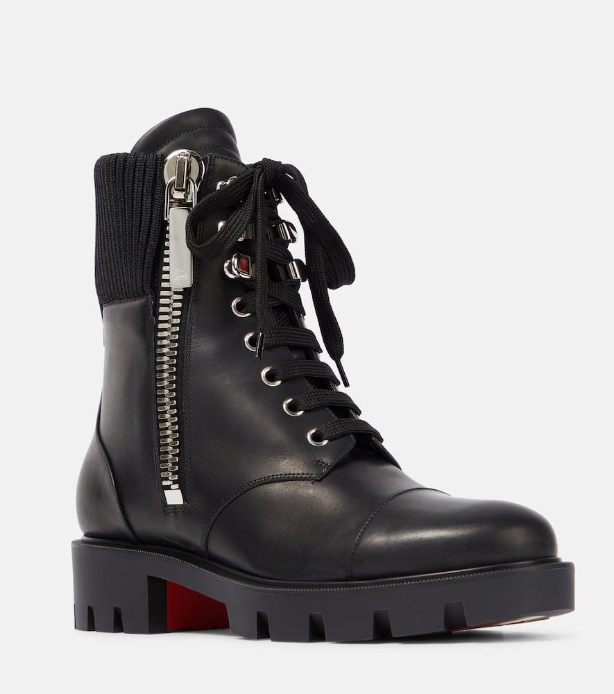 CHRISTIAN LOUBOUTIN En Hiver Lug Leather Combat Boots In Black Product Image