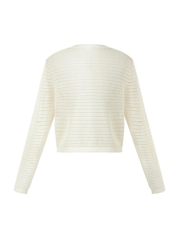 Sequins Openwork Wrapped Women Crop Cardigan Product Image