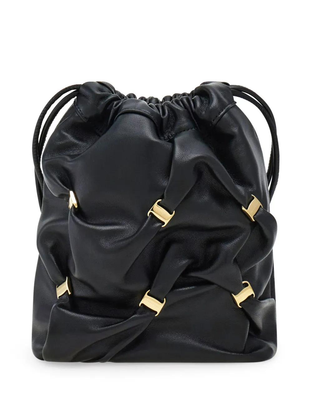 FERRAGAMO Mini Leather Bucket Bag In Black Product Image