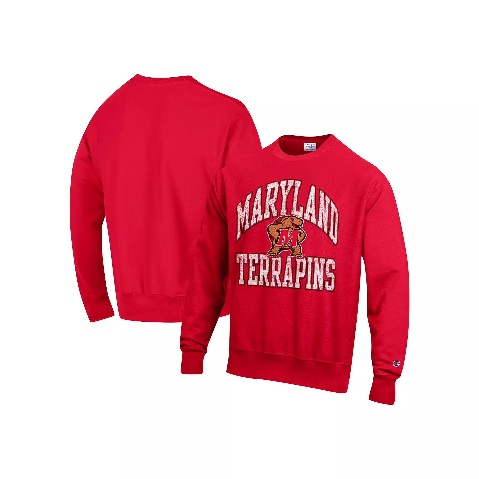 Men's Champion Red Maryland Terrapins Vault Late Night Reverse Weave Pullover Sweatshirt, Size: XL Product Image