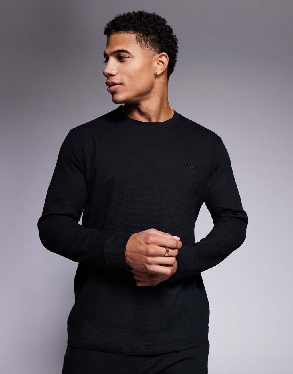 HUGO Bodywear Austin long sleeve top in black - part of a set Product Image