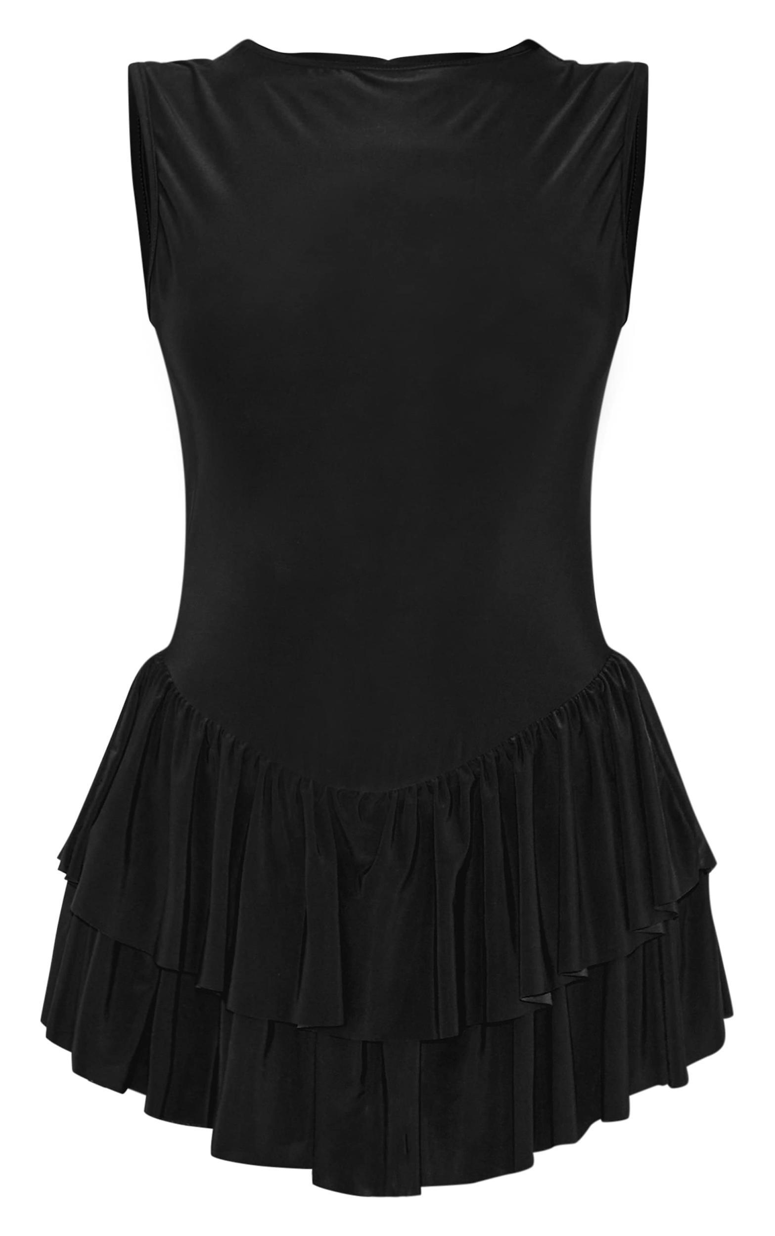 Black Slinky Rara Skort Romper Product Image