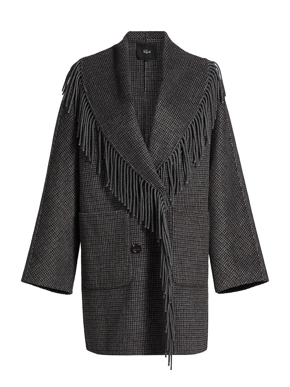 Womens Hugo Fringed Stretch Wool Coat Product Image