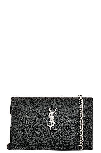 Saint Laurent Cassandra Envelope Chain Wallet Bag Black.. Product Image