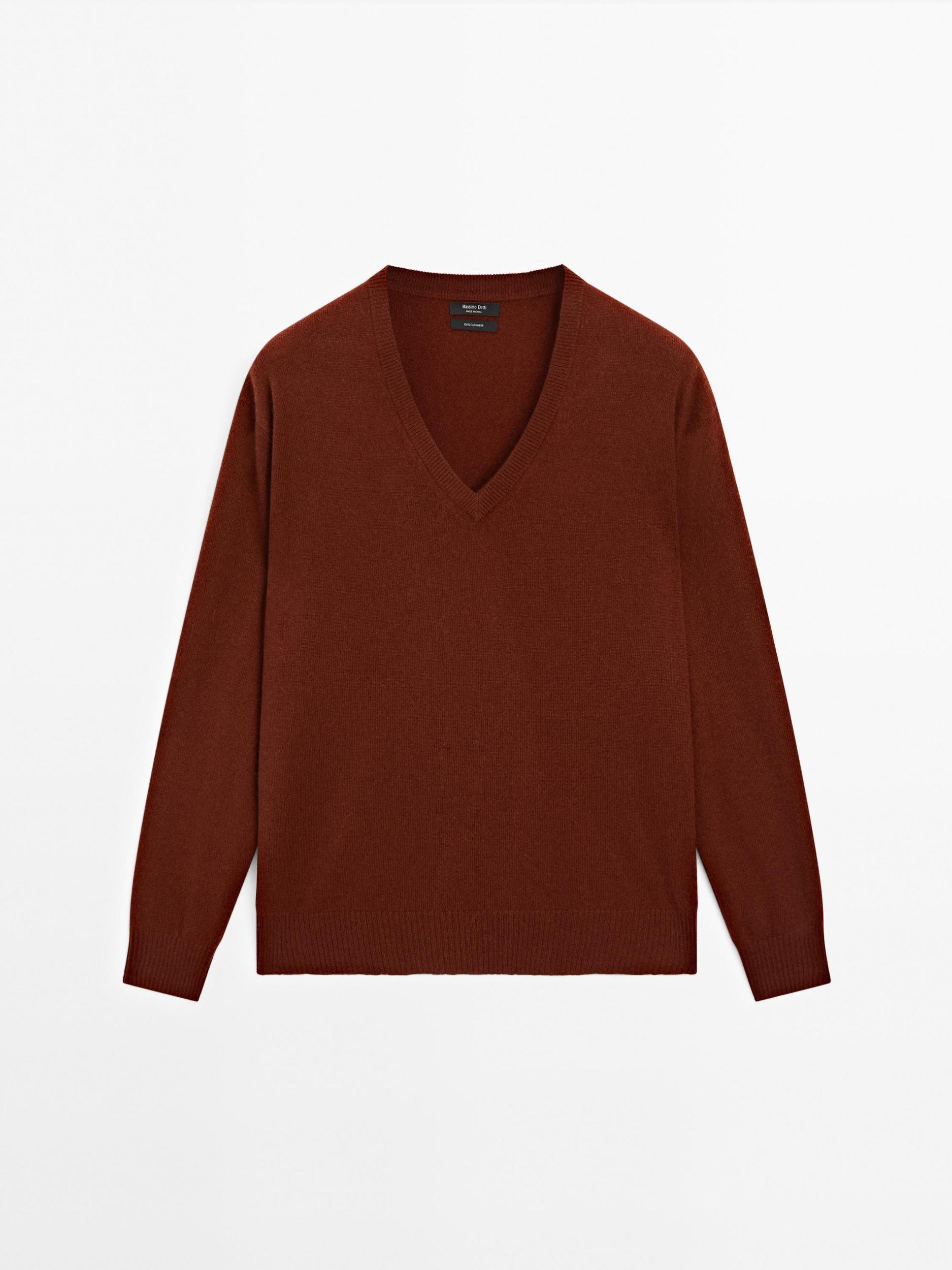 Knit 100% cashmere V-neck sweater Product Image