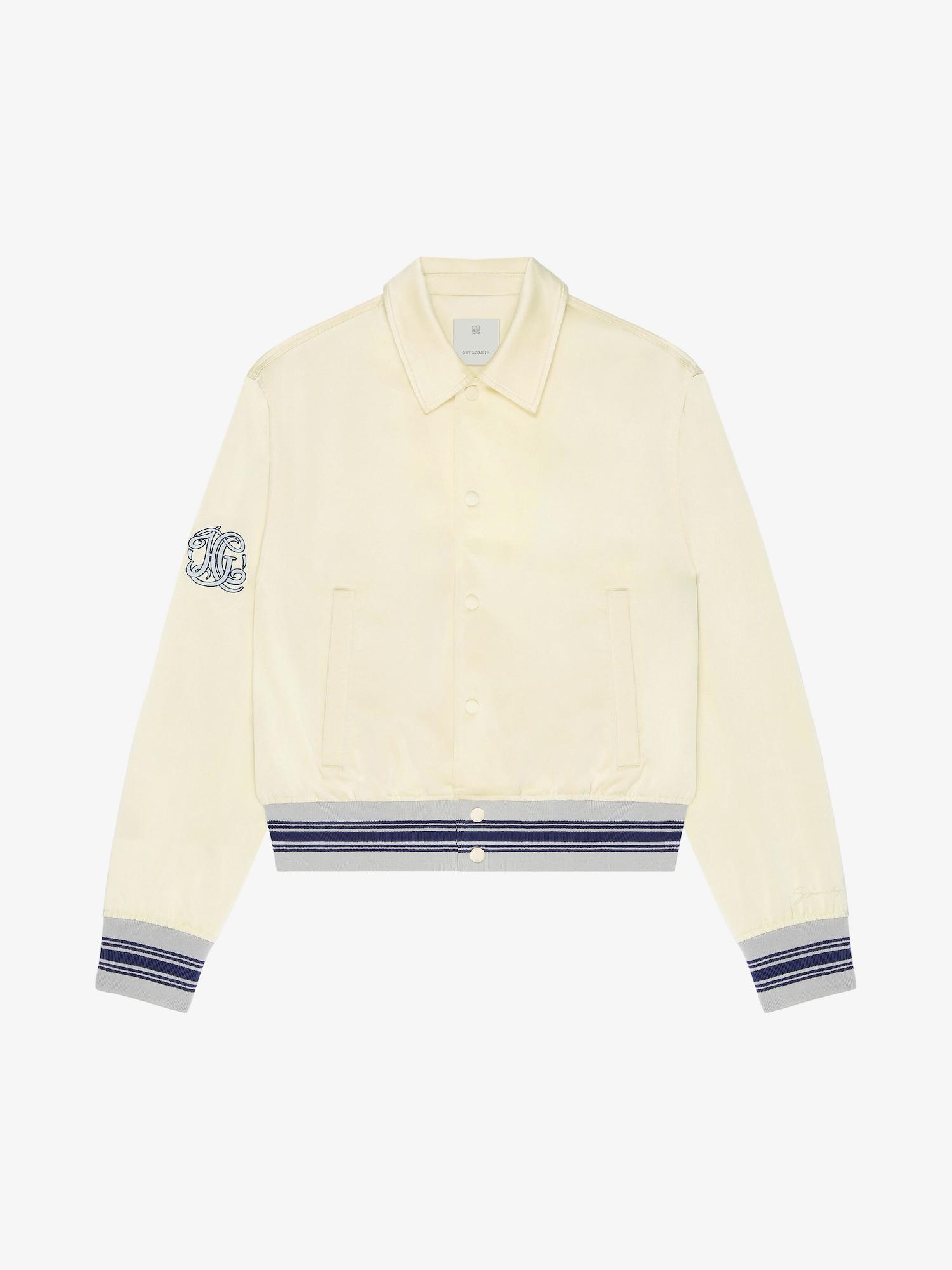 Slim fit varsity jacket in cotton blend with HG embroidery Product Image