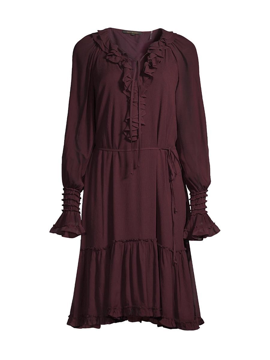 Womens Collin Long-Sleeve Ruffle Dress Product Image