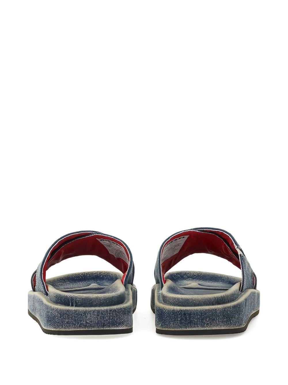 denim cross-strap slides Product Image