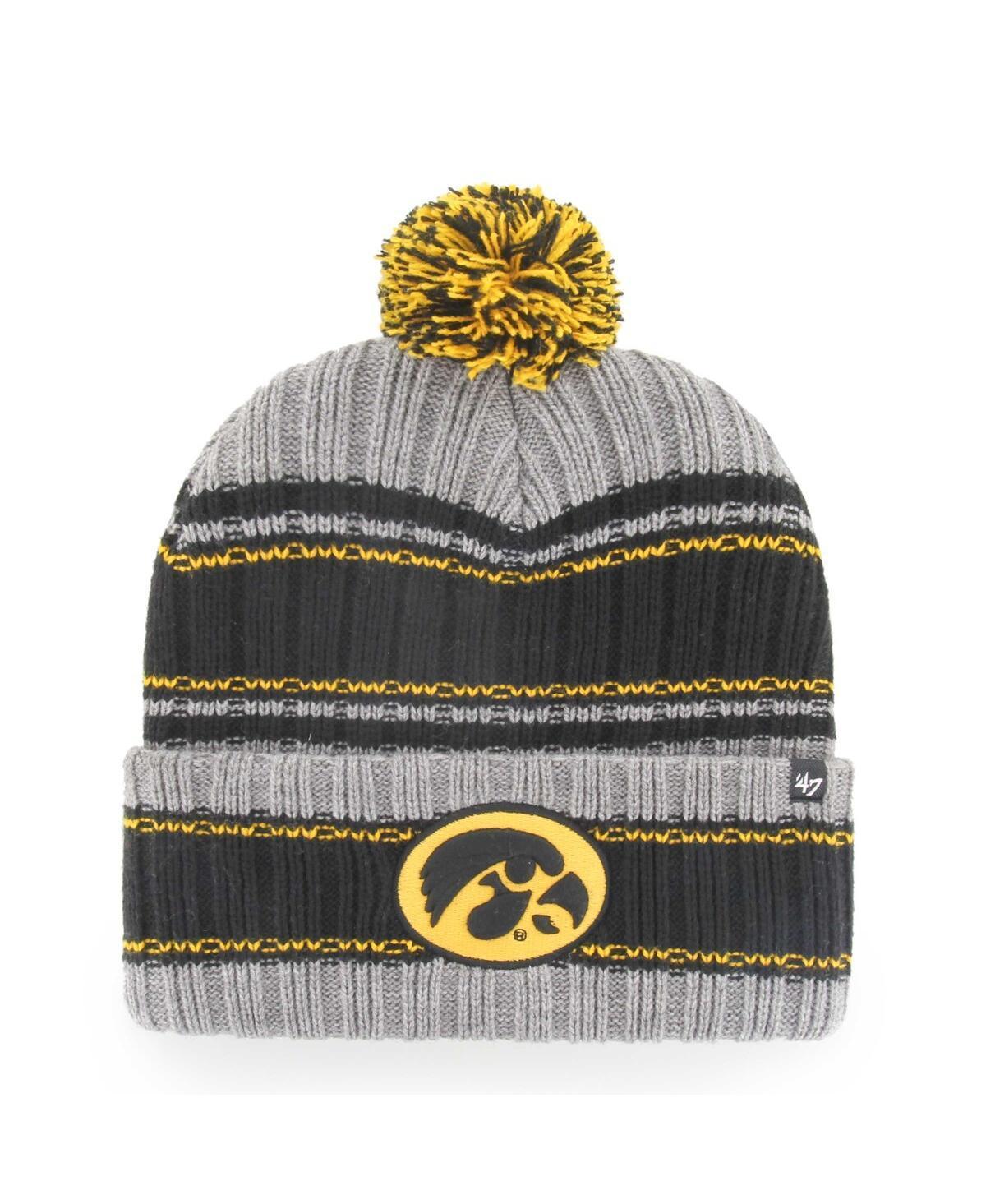 Mens 47 Gray Iowa Hawkeyes Rexford Cuffed Knit Hat with Pom Product Image