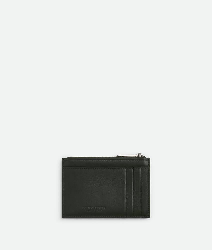 Men's Intrecciato Diagonal Zipped Card Case in Dark green Product Image