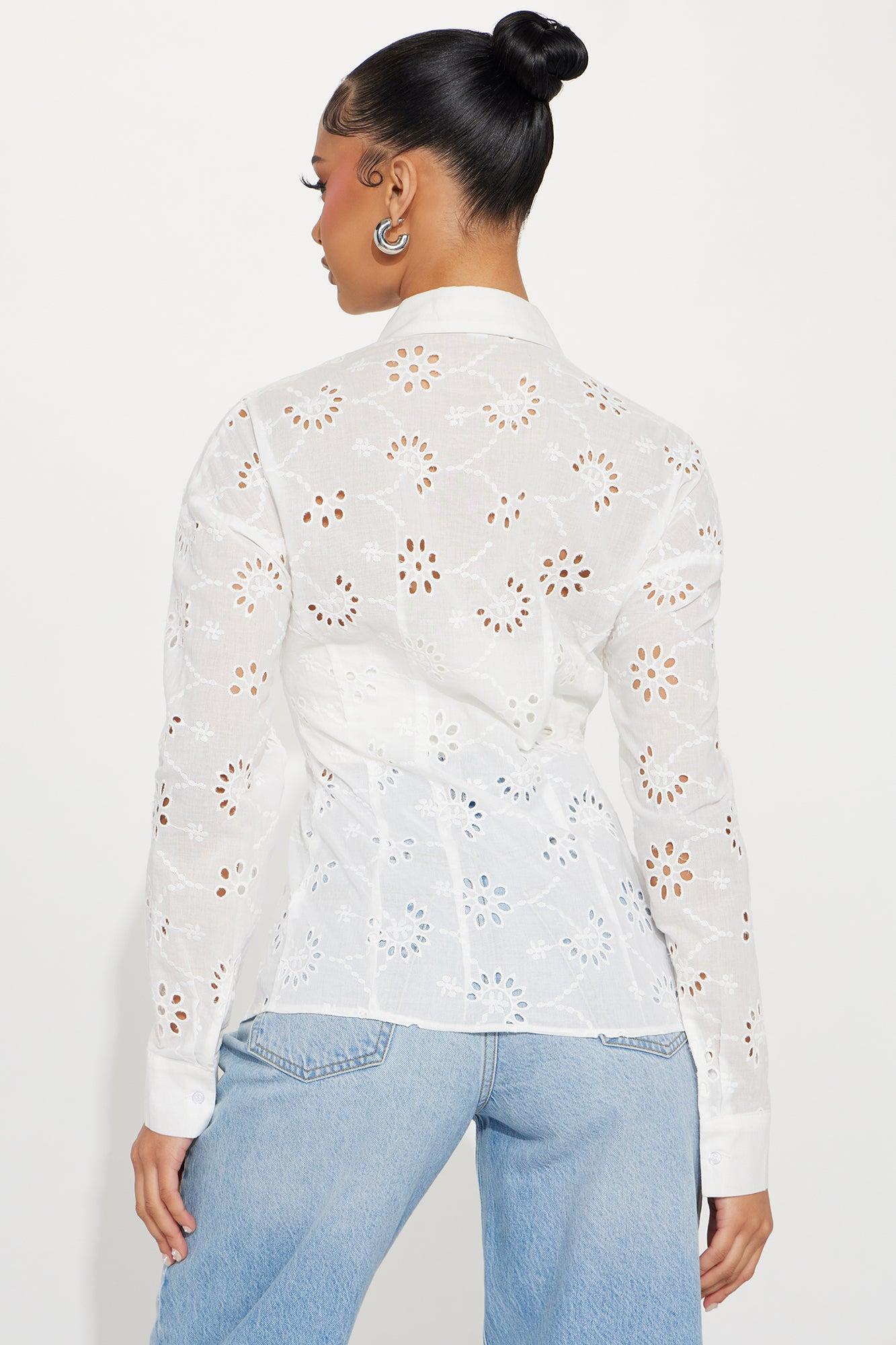 Katie Eyelet Shirt - White Product Image