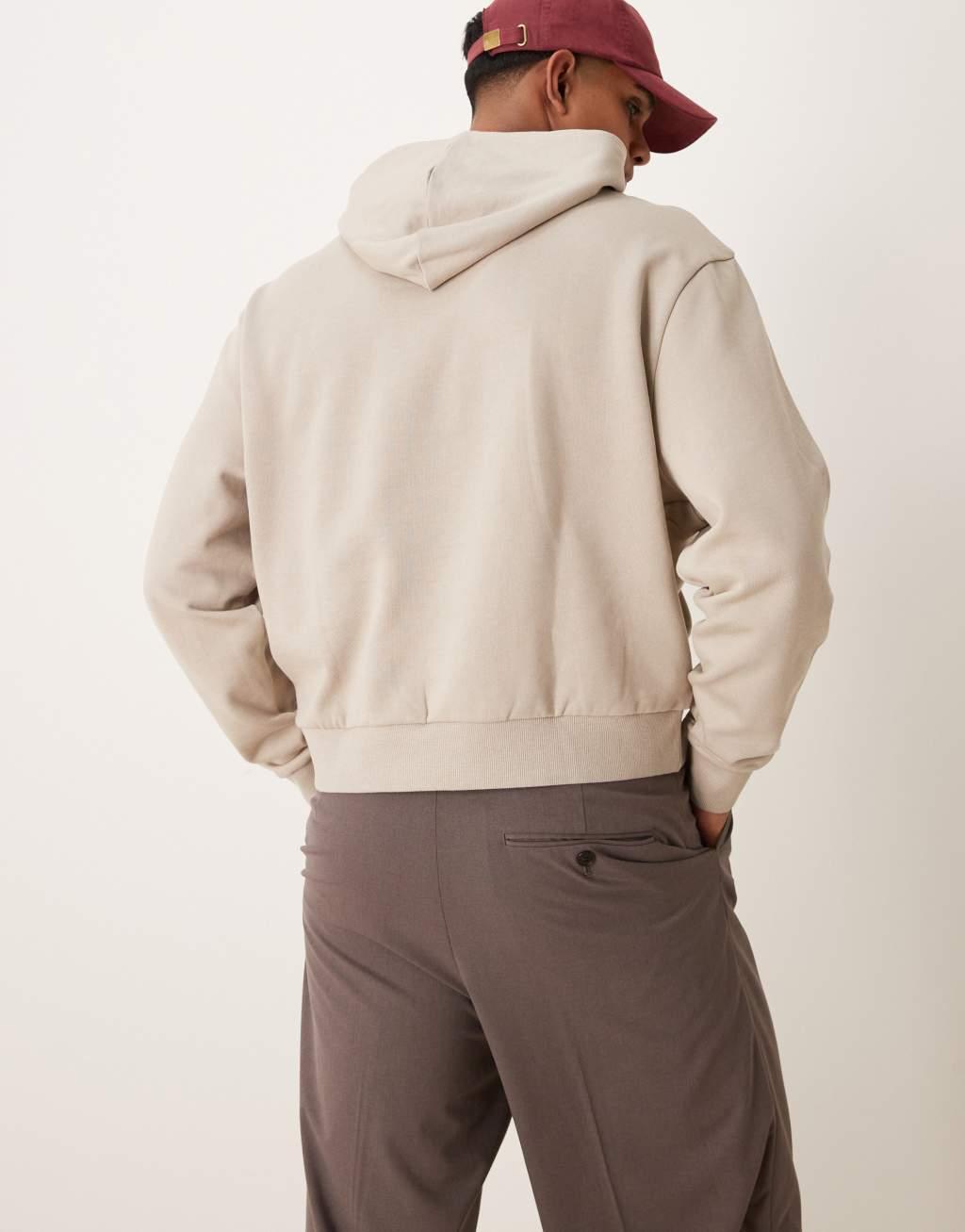 ASOS DESIGN essential boxy oversized hoodie in beige Product Image