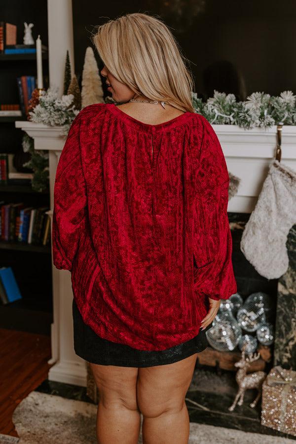 Glamour Galore Velvet Top In Wine Curves Product Image