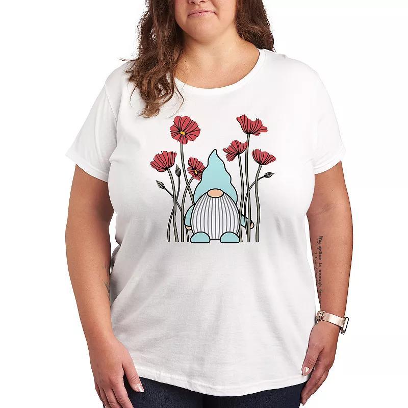 Plus Gnome In Poppies Graphic Tee, Womens Grey Gray Product Image