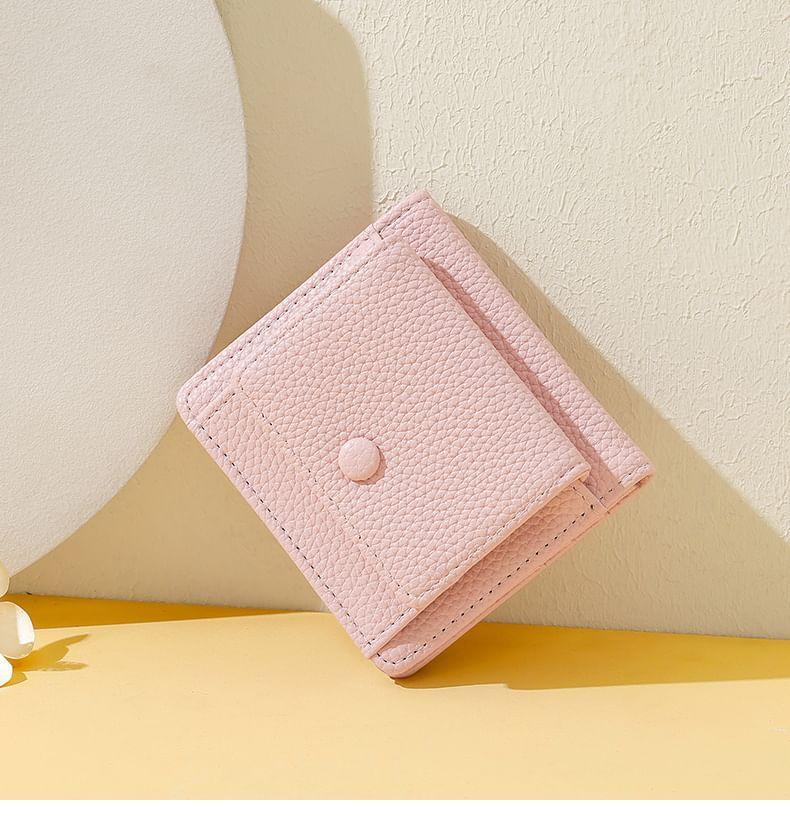 Plain Faux Leather Short Wallet Product Image