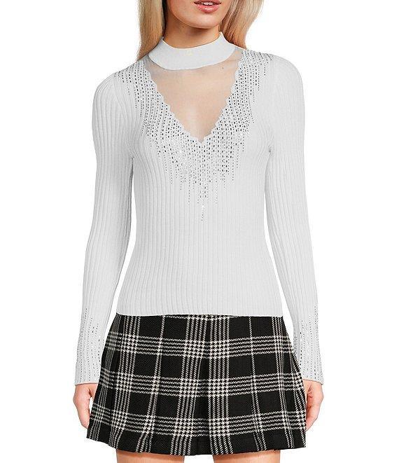 Guess Alice Rhinestone-Embellished High Neck Sweater Product Image