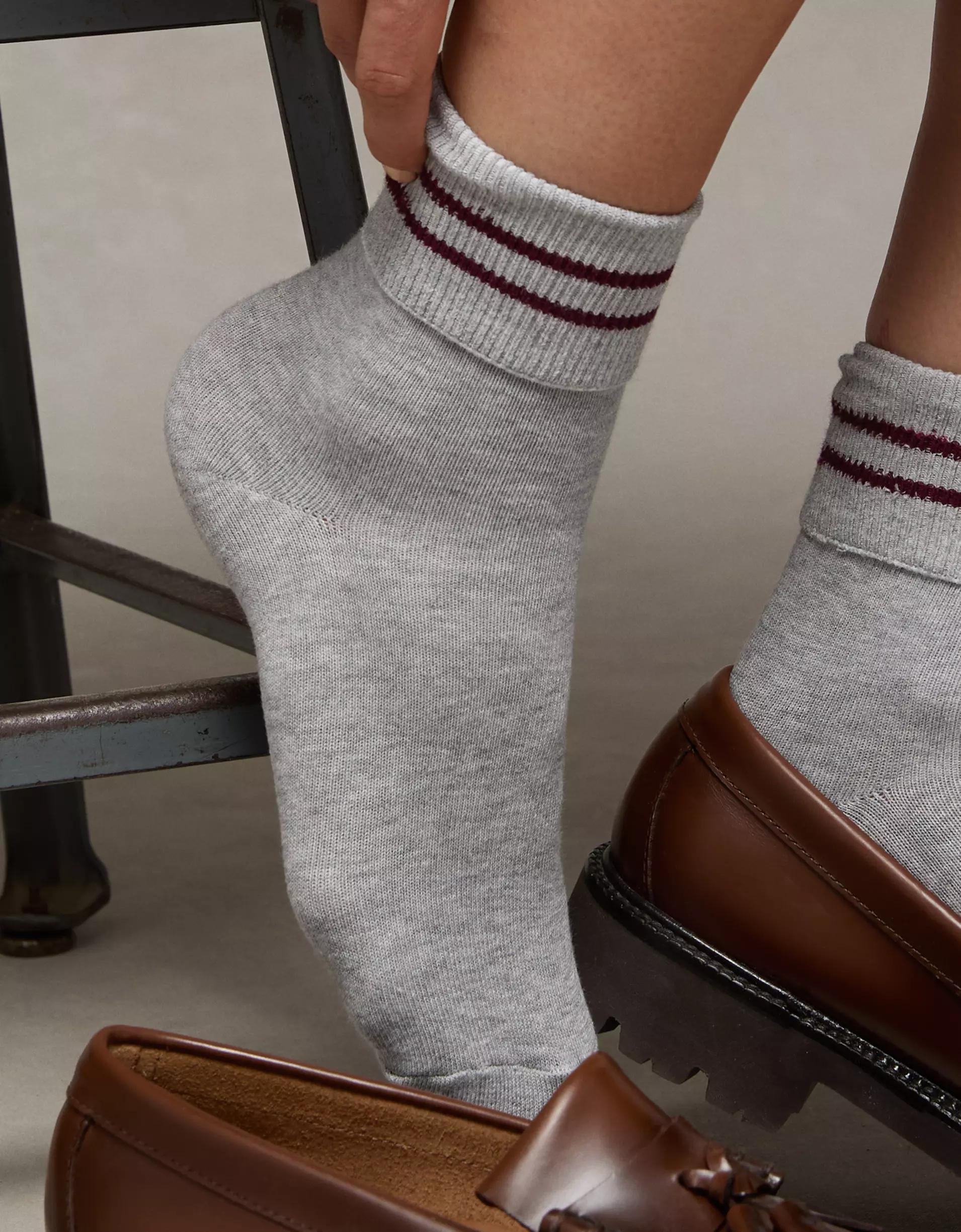 AE Foldover-Cuff Cropped Crew Socks Product Image